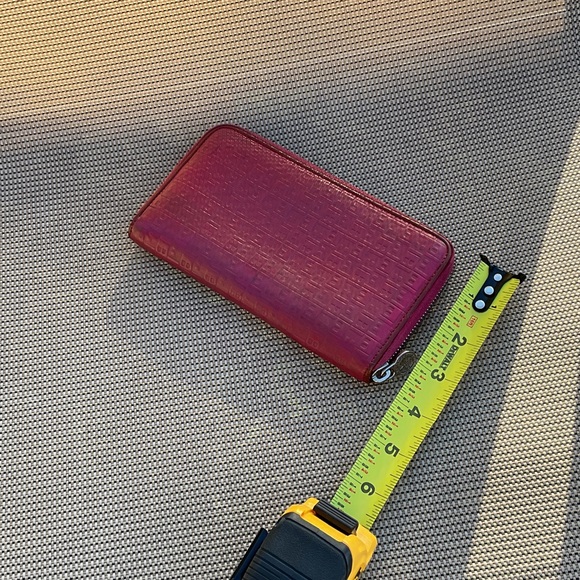 Bally Red Embossed Zip Wallet - Picture 3 of 15